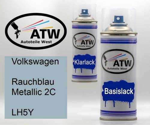 Volkswagen, Rauchblau Metallic 2C, LH5Y: 400ml Sprühdose + 400ml Klarlack - Set, von ATW Autoteile West.